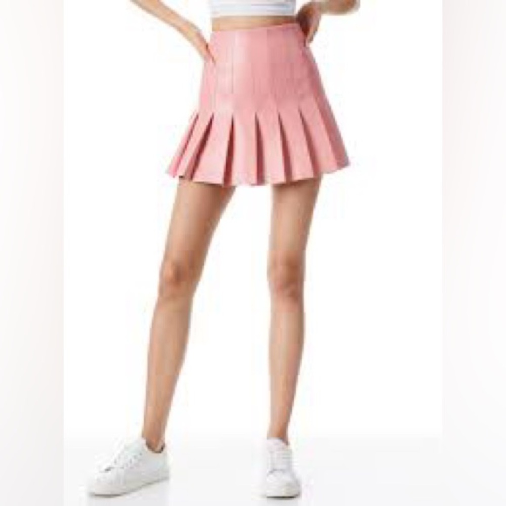 Alice + Olivia Carter Faux Leather Pleated Mini Skirt - Picture 2 of 7